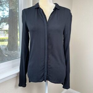 Farm Rio Blouse Women S Black Long Sleeve Quiet Luxury Minimalism Brazilian Tags